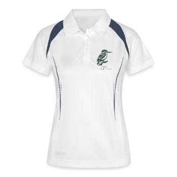 Eisvogel Silhouette | Ornithologie | Zeichnung - Frauen Polo atmungsaktiv - Weiß/Navy - Vorne