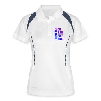 Un motif réservé au floorball - Polo respirant Femme - blanc/marine - Devant