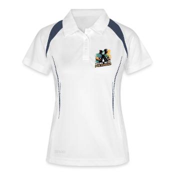 Work with Purpose Motivation Sport Design - Frauen Polo atmungsaktiv - Weiß/Navy - Vorne
