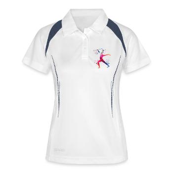 Gymnaste avec baguette gymnastique rythmique - Polo respirant Femme - blanc/marine - Devant