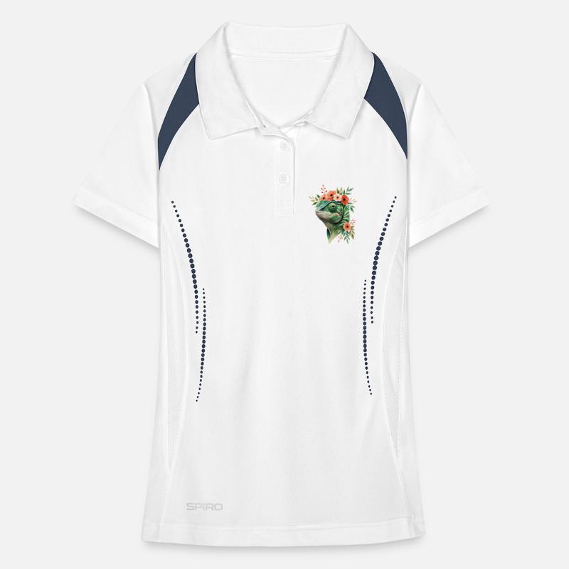 Couronne de fleurs avec caméléon Polo respirant Femme