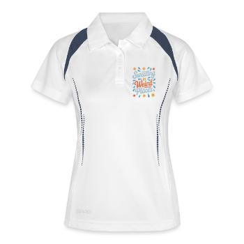 Schwitzen Sprüche Lustiges Schwitzen Geschenk - Frauen Polo atmungsaktiv - Weiß/Navy - Vorne