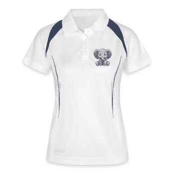 Motif délicat de bébé éléphant - Polo respirant Femme - blanc/marine - Devant