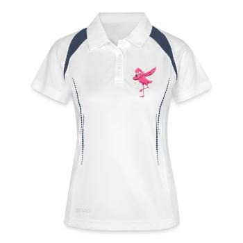 Flamingo Leuchtendes Pink - Frauen Polo atmungsaktiv - Weiß/Navy - Vorne
