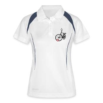 Cycling ball, cycleball, cyclisme en salle - Polo respirant Femme - blanc/marine - Devant