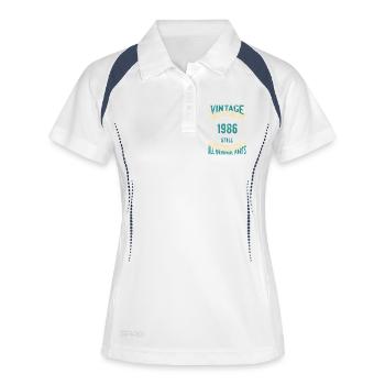 Vintage 1986 toujours en route - Polo respirant Femme - blanc/marine - Devant