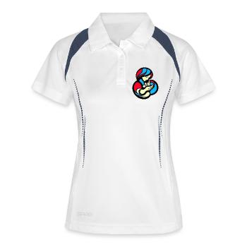 Style de blocs de couleur mère et enfant - Polo respirant Femme - blanc/marine - Devant