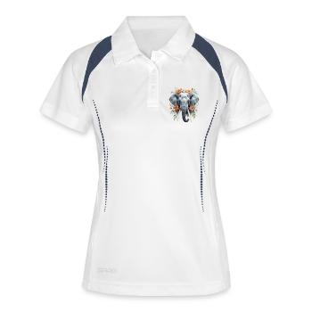Éléphant avec une couronne de fleurs - Polo respirant Femme - blanc/marine - Devant