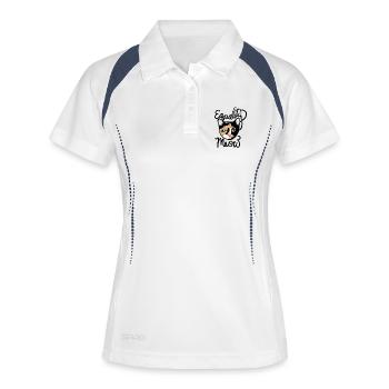 Calico-Katzen-Pop-Porträt - Frauen Polo atmungsaktiv - Weiß/Navy - Vorne