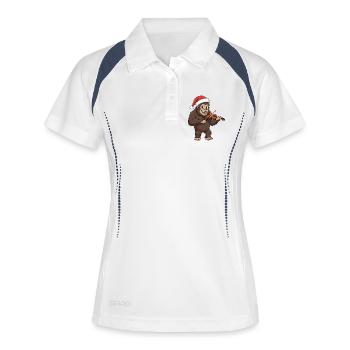 Weihnachten Bigfoot Sasquatch spielt Geige - Frauen Polo atmungsaktiv - Weiß/Navy - Vorne