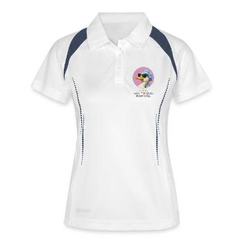 Stylische Ente – I Lied Statement Design - Frauen Polo atmungsaktiv - Weiß/Navy - Vorne