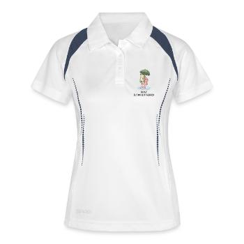 Cool grenouille – mais rends-le mode - Polo respirant Femme - blanc/marine - Devant