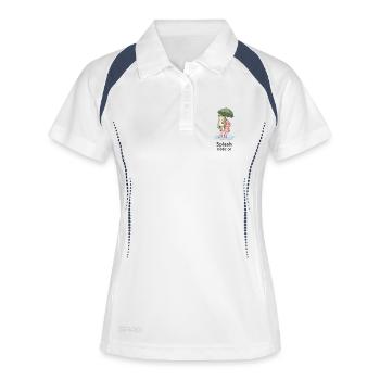 Splash mode on – Funny rain frog - Women's Polo breathable - white/navy - Front