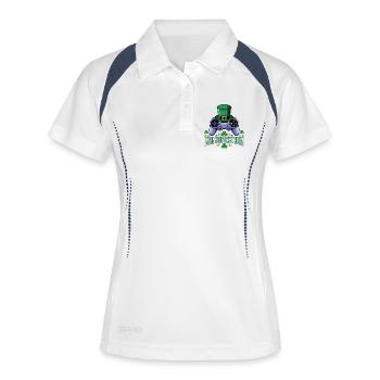 GamerChain Pixel Leprechaun - Frauen Polo atmungsaktiv - Weiß/Navy - Vorne