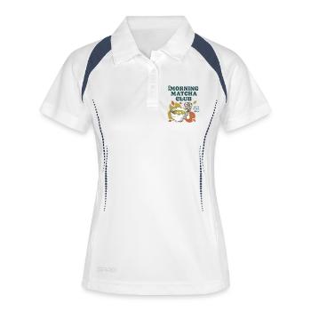 Morning Matcha Club Whisk It Real Good Matcha Tea - Frauen Polo atmungsaktiv - Weiß/Navy - Vorne