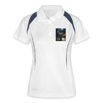 Carlin à vélo la nuit - Polo respirant Femme - blanc/marine - Devant