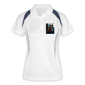 Balançoire de chat sous la veilleuse - Polo respirant Femme - blanc/marine - Devant