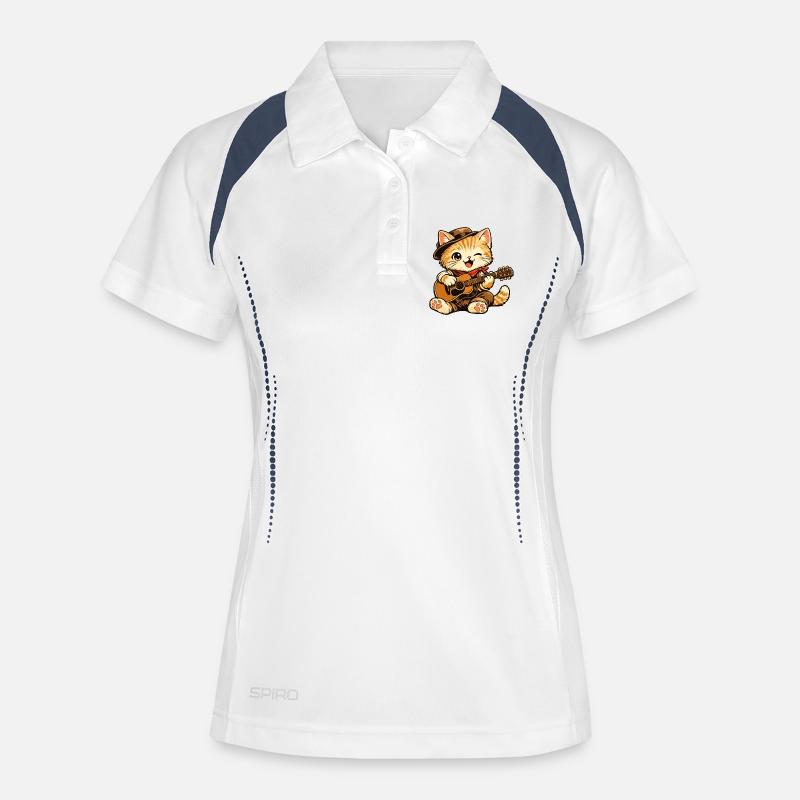 chat_guitare - Women's Polo breathable - white/navy