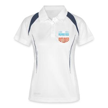Papa Vater von drei Mädchen Töchtern - Frauen Polo atmungsaktiv - Weiß/Navy - Vorne