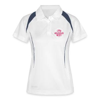 Ölfeld Ehefrau Bohrinsel Ölbohrinsel - Frauen Polo atmungsaktiv - Weiß/Navy - Vorne