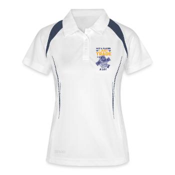 Je ne suis pas un joueur, j’échange juste beaucoup de cartes à collectionner - Polo respirant Femme - blanc/marine - Devant