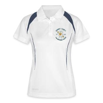 Désolé, je ne peux pas, j’ouvre des packs en échange de packs - Polo respirant Femme - blanc/marine - Devant
