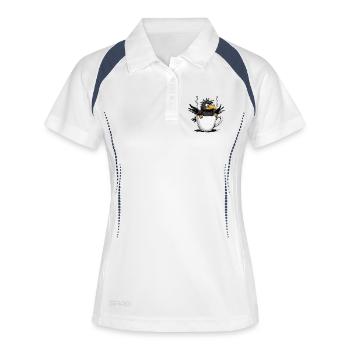 Matin, grognon, café, pas de désir, corbeau, mauvaise humeur, mauvaise humeur - Polo respirant Femme - blanc/marine - Devant