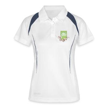 Haus Garten Florale Illustration - Frauen Polo atmungsaktiv - Weiß/Navy - Vorne