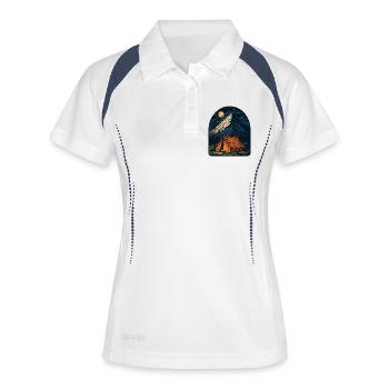 Camp de tentes de nuit en montagne - Polo respirant Femme - blanc/marine - Devant