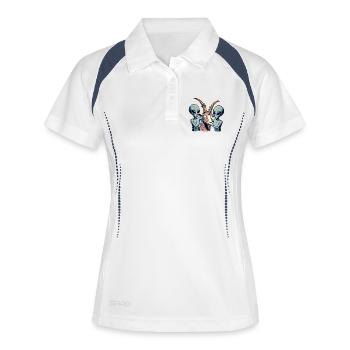 Des extraterrestres examinent une chèvre - Polo respirant Femme - blanc/marine - Devant