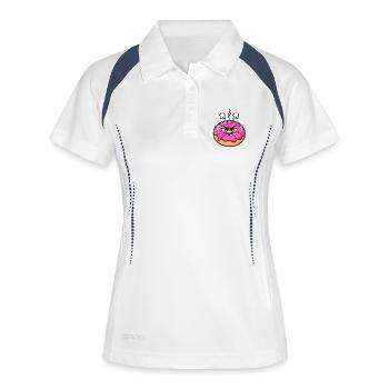 Dessin animé mignon en donut En colère Aigre Offensé Drôle - Polo respirant Femme - blanc/marine - Devant