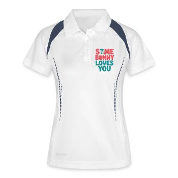 L’amour des lapins en couleurs vives - Polo respirant Femme - blanc/marine - Devant
