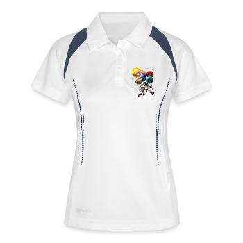 Astronaut mit Planetenballons - Frauen Polo atmungsaktiv - Weiß/Navy - Vorne