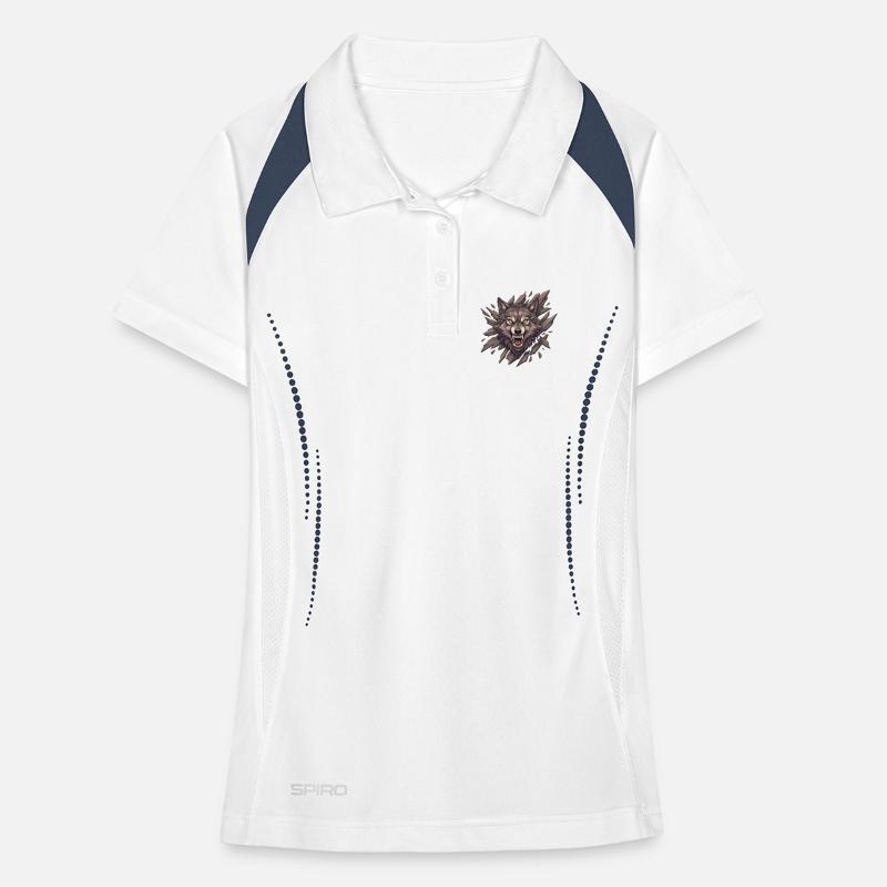 Wolf roar in splinter vision Women's Polo breathable