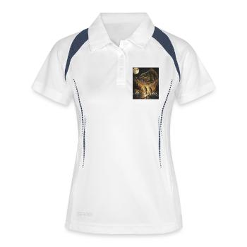 Barsch Mond anheulen Bass Fisch Angeln - Frauen Polo atmungsaktiv - Weiß/Navy - Vorne
