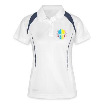 Skull Split Neon Palette - Frauen Polo atmungsaktiv - Weiß/Navy - Vorne