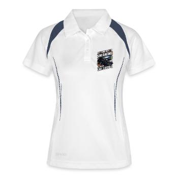 Tout ce qui m’intéresse, c’est le sim racing et la vie - Polo respirant Femme - blanc/marine - Devant