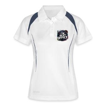 Ich bin in meinem Büro - Frauen Polo atmungsaktiv - Weiß/Navy - Vorne