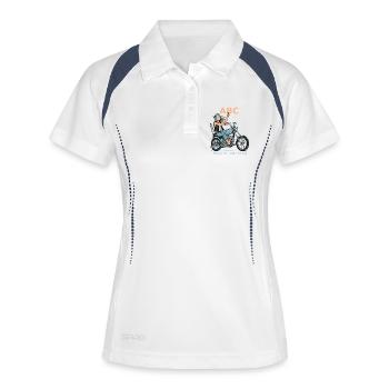 Motocyclette Toujours Pieds Nus N° 2 - Polo respirant Femme - blanc/marine - Devant