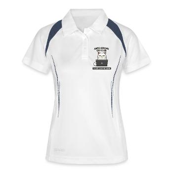 Club des chats antisociaux : Laissez-moi tranquille - Polo respirant Femme - blanc/marine - Devant