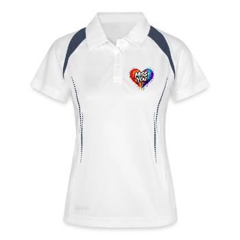 Miss You Broken Heart Art Neon Streetart-Look - Frauen Polo atmungsaktiv - Weiß/Navy - Vorne
