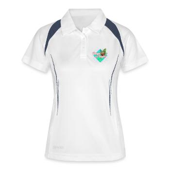 Playa del Ingles Gran Canaria Kanarische Souvenir - Frauen Polo atmungsaktiv - Weiß/Navy - Vorne