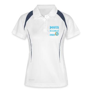Donut Fastfood - Frauen Polo atmungsaktiv - Weiß/Navy - Vorne