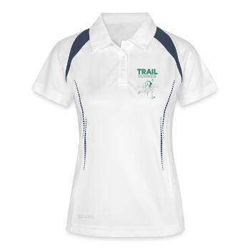 Trail Running - un coureur dans la nature - Polo respirant Femme - blanc/marine - Devant