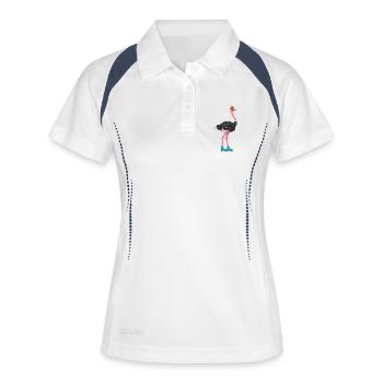 Flamingo with roller skates and hat - Women's Polo breathable - white/navy - Front