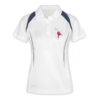 Gymnaste avec baguette gymnastique rythmique - Polo respirant Femme - blanc/marine - Devant