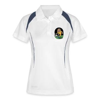  Lustiges Fußball Nagetier Maskottchen Tierischer - Frauen Polo atmungsaktiv - Weiß/Navy - Vorne