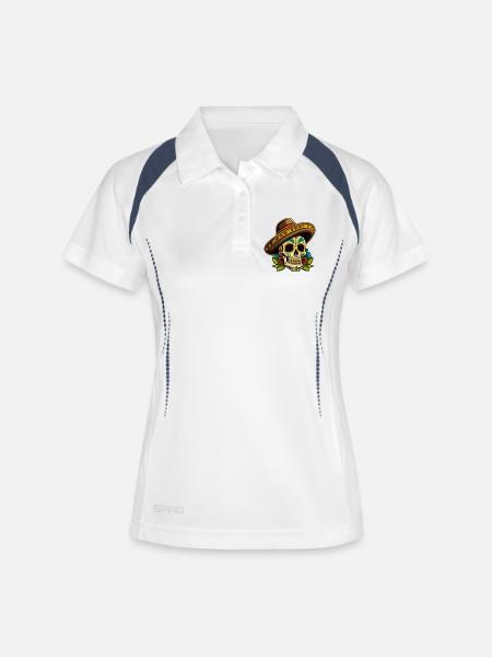 Sugar Skull Sombrero Floral Art - Women's Polo breathable - white/navy