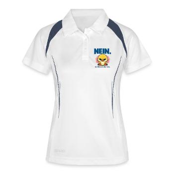 Nein das war nicht eine Frage Ente Statement - Frauen Polo atmungsaktiv - Weiß/Navy - Vorne