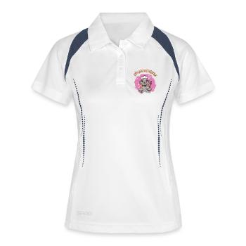 Küchenchefin Köchin Hobbyköchin Kochen - Frauen Polo atmungsaktiv - Weiß/Navy - Vorne